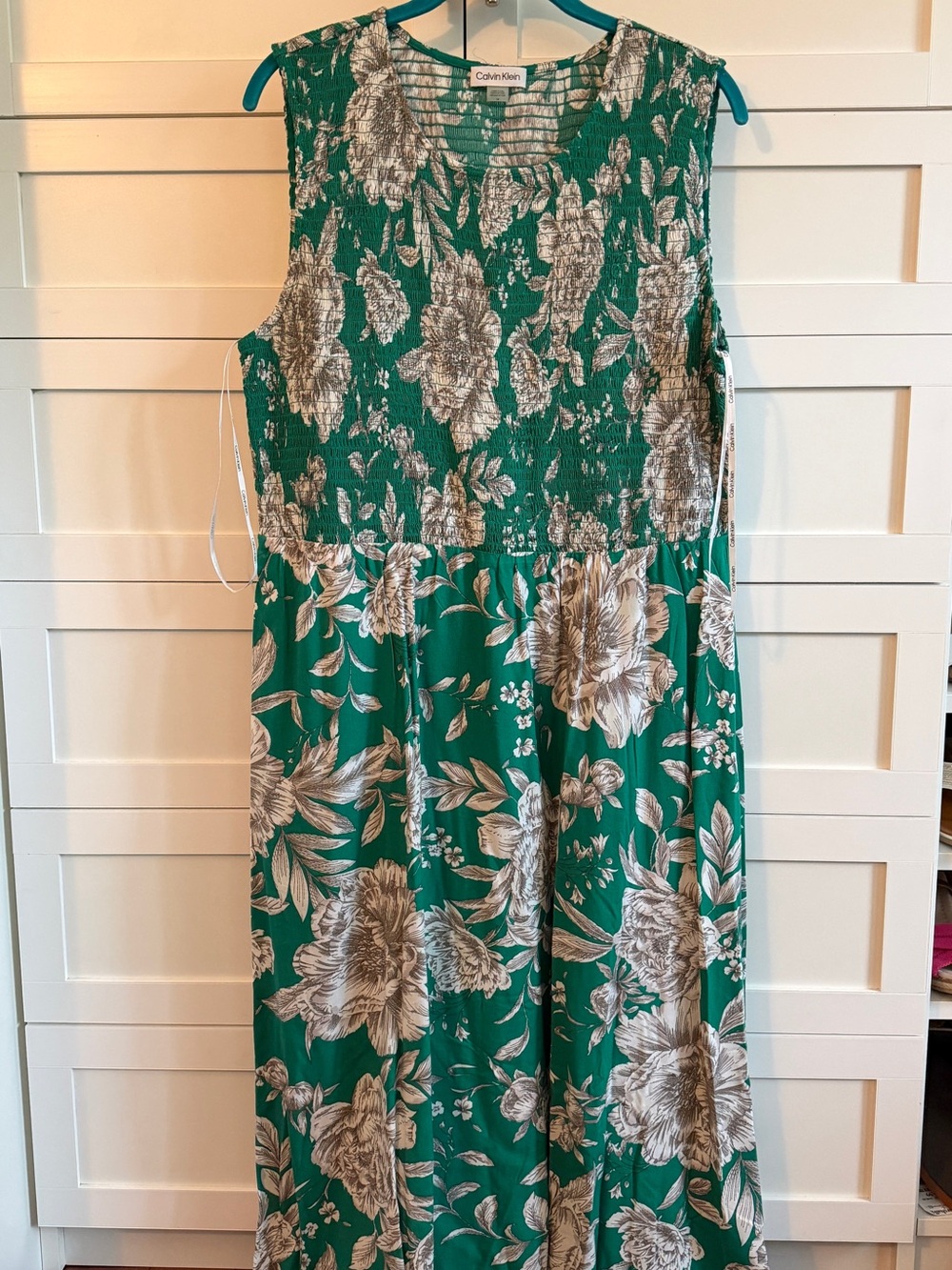 Calvin Klein Emerald Green Floral Sleeveless Maxi Dress